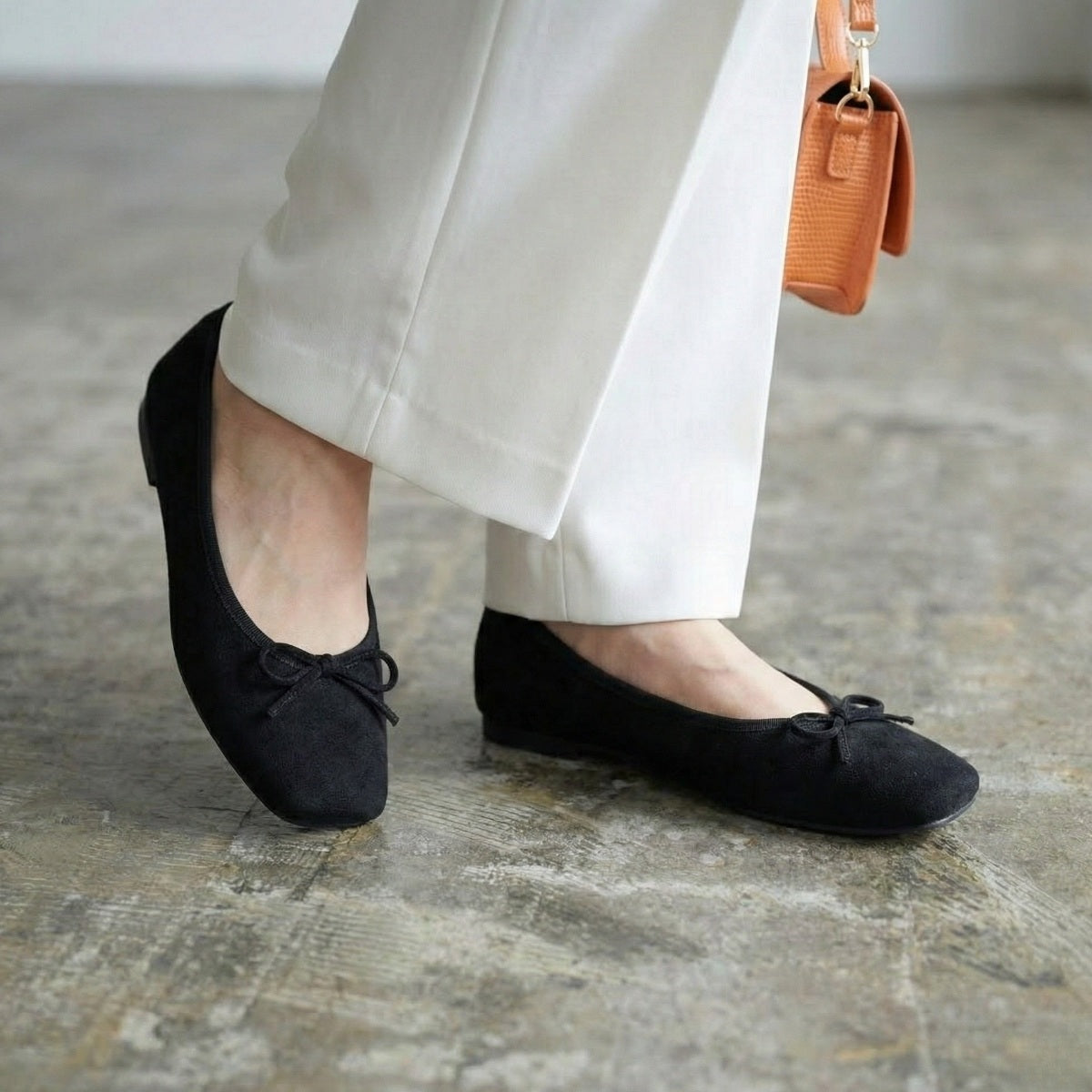 Giselle -Waterproof Suede Black ウォータープルーフスエード ブラック kurun クルン kuruntokyo 入学式 卒業式 クルントウキョウ 疲れない 痛くない madeinjapan 日本製 本革 バレエシューズ フラットシューズ パンプス kurunTOKYO mdmバレエシューズwaterproof レインシューズ 小さいサイズ 大きいサイズ 26cm 21.5cm 26cm 25.5cm 25cm 22cm