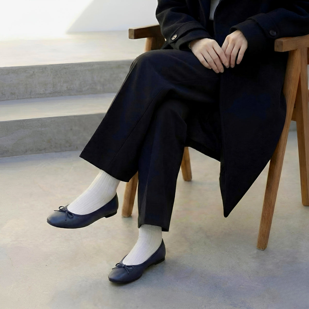 Giselle -Waterproof smooth navy ウォータープルーフスムース ネイビー kurun クルン kuruntokyo 入学式 卒業式 クルントウキョウ 疲れない 痛くない madeinjapan 日本製 本革 バレエシューズ フラットシューズ パンプス kurunTOKYO mdmバレエシューズwaterproof レインシューズ 小さいサイズ 大きいサイズ 26cm 21.5cm 26cm 25.5cm 25cm 22cm