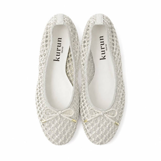 [7/8(wed)20:00～販売開始]Pauline -Mesh cloth Ivory メッシュクロス アイボリー kurun クルン kuruntokyo 入学式 卒業式 クルントウキョウ 疲れない 痛くない madeinjapan 日本製 本革 バレエシューズ フラットシューズ パンプス kurunTOKYO mdmバレエシューズwaterproof レインシューズ 小さいサイズ 大きいサイズ 26cm 21.5cm 26cm 25.5cm 25cm 22cm