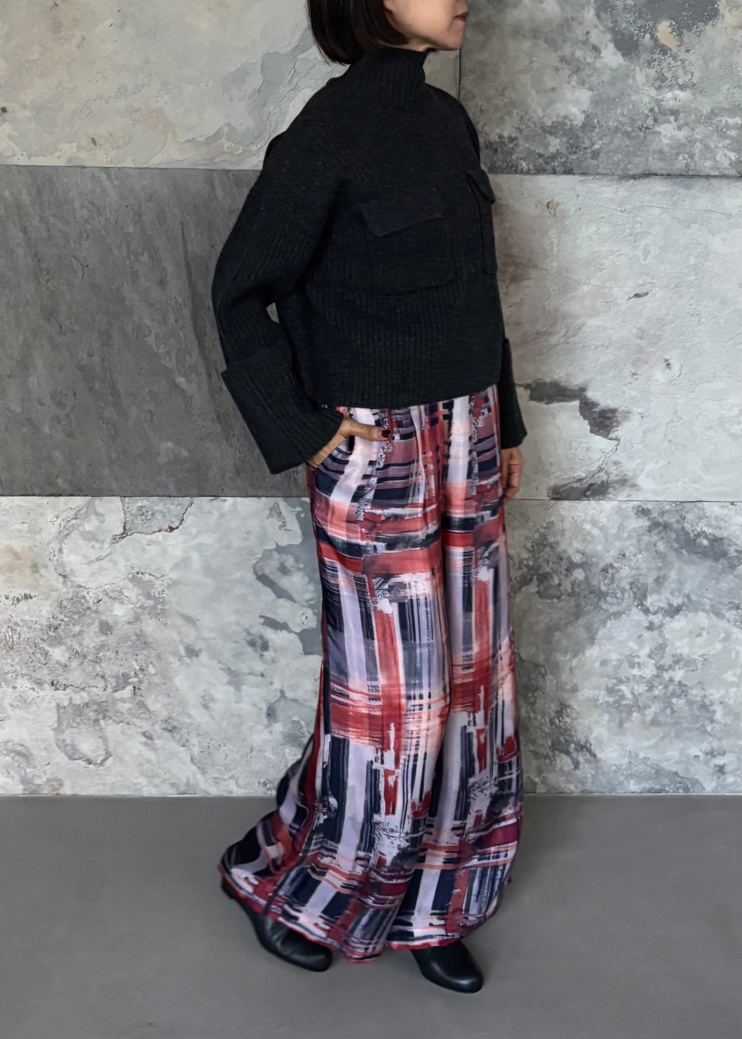 SACRA/BRUSH PAINTING PLAID PANTS