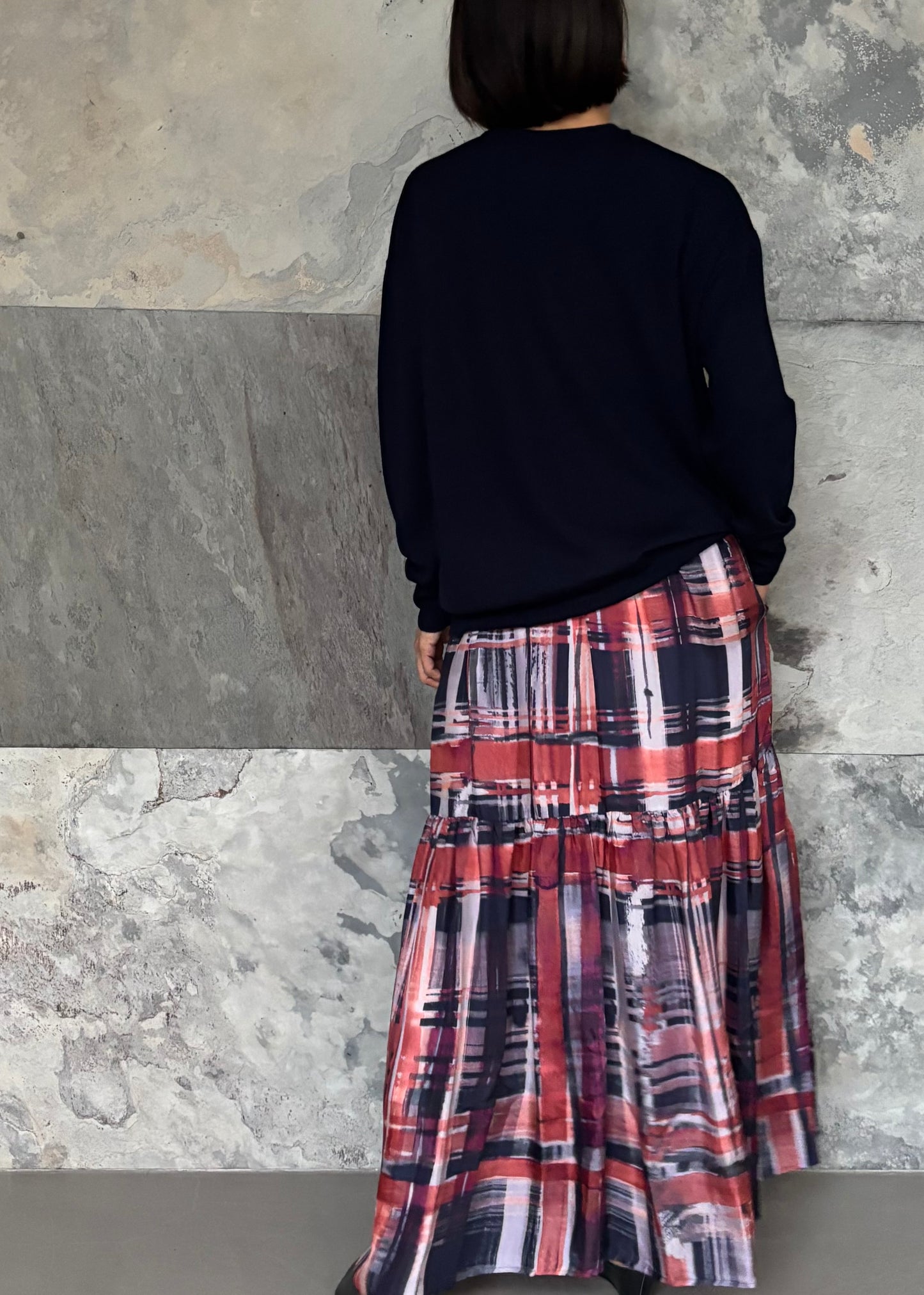 SACRA/BRUSH PAINTING PLAID SKIRT