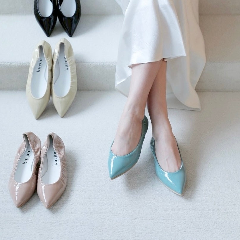 Inès -Soft enamel Mint green ソフトエナメル ミントグリーン kurun クルン kuruntokyo 入学式 卒業式 クルントウキョウ 疲れない 痛くない madeinjapan 日本製 本革 バレエシューズ フラットシューズ パンプス kurunTOKYO mdmバレエシューズwaterproof レインシューズ 小さいサイズ 大きいサイズ 26cm 21.5cm 26cm 25.5cm 25cm 22cm