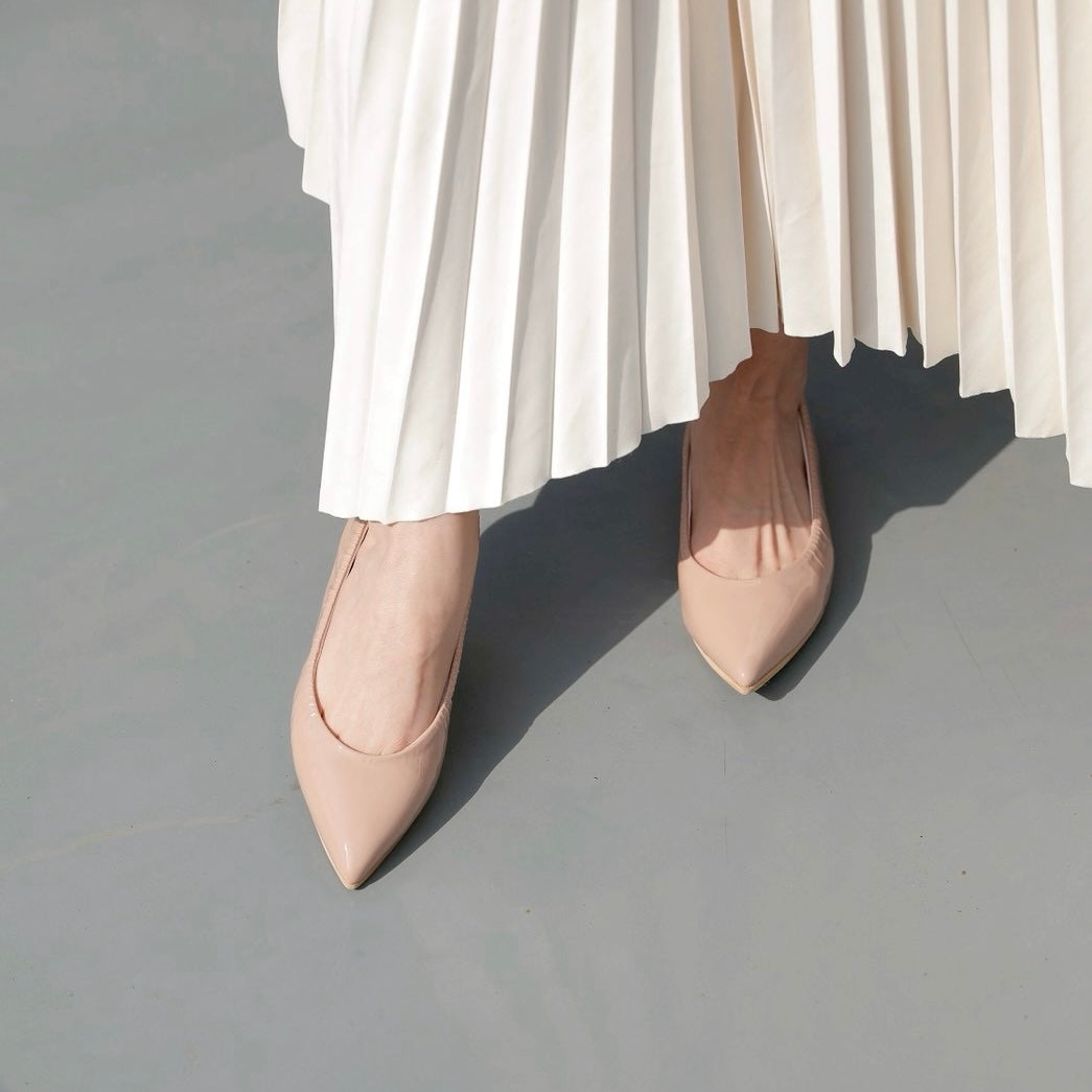 Inès -Soft enamel Pink beige ソフトエナメル ピンクベージュ kurun クルン kuruntokyo 入学式 卒業式 クルントウキョウ 疲れない 痛くない madeinjapan 日本製 本革 バレエシューズ フラットシューズ パンプス kurunTOKYO mdmバレエシューズwaterproof レインシューズ 小さいサイズ 大きいサイズ 26cm 21.5cm 26cm 25.5cm 25cm 22cm