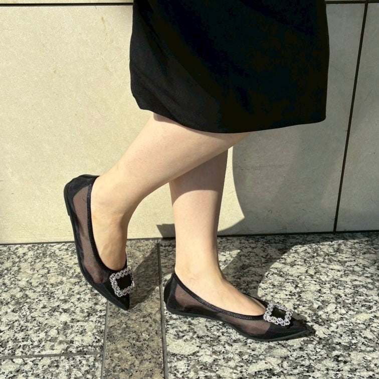 Mathilde -Tulle cloth bijou Black チュールクロス ビジュー ブラック kurun クルン kuruntokyo 入学式 卒業式 クルントウキョウ 疲れない 痛くない madeinjapan 日本製 本革 バレエシューズ フラットシューズ パンプス kurunTOKYO mdmバレエシューズwaterproof レインシューズ 小さいサイズ 大きいサイズ 26cm 21.5cm 26cm 25.5cm 25cm 22cm