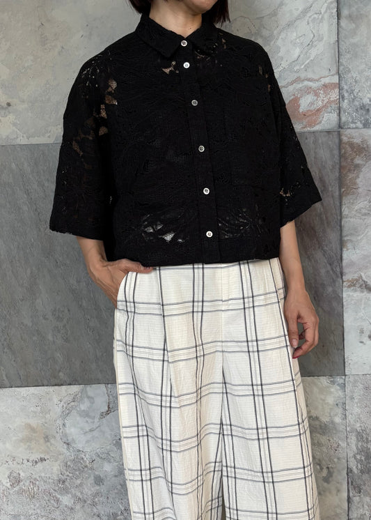 SACRA/LEAF RASCHAL LACE CROPPED SHIRT