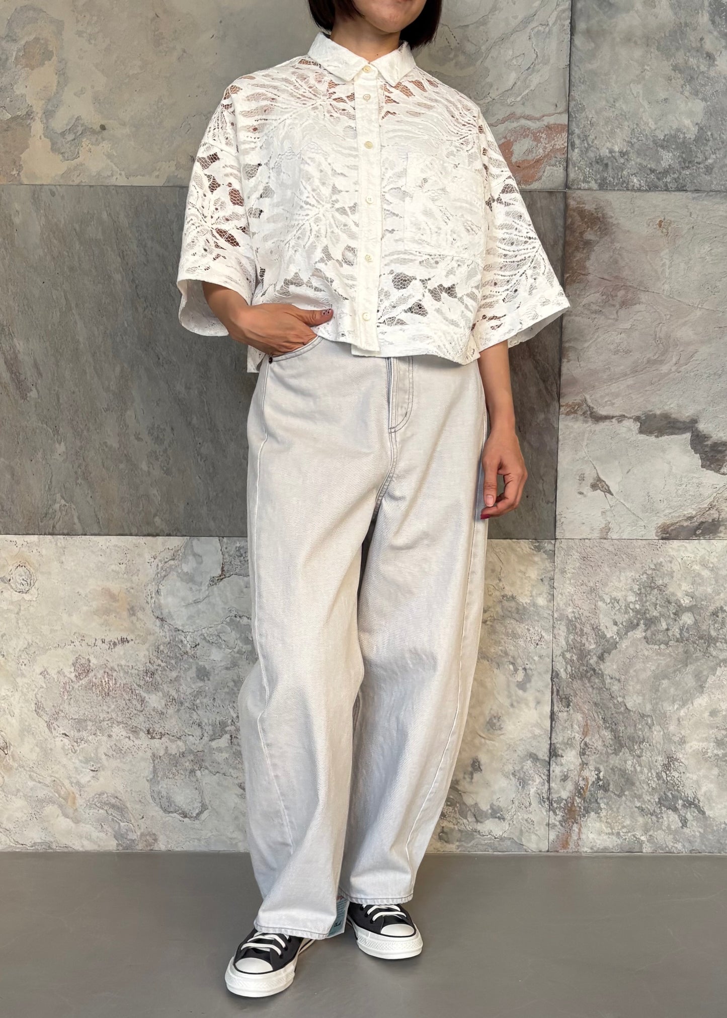 SACRA/LEAF RASCHAL LACE CROPPED SHIRT