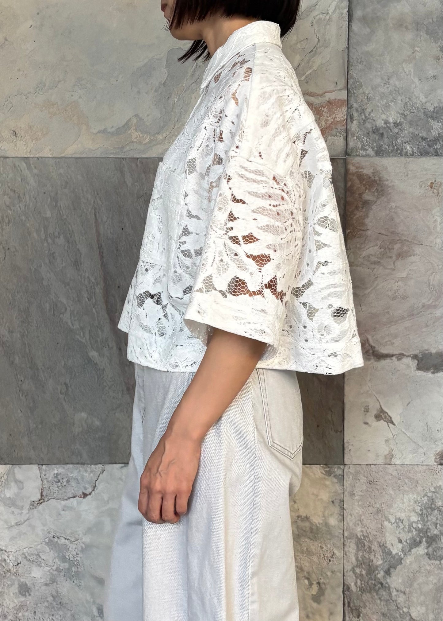 SACRA/LEAF RASCHAL LACE CROPPED SHIRT