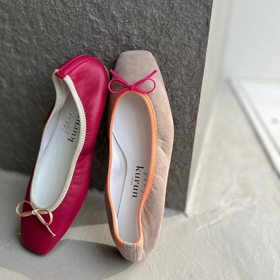 ■my kurun TOKYO■Waterproof Suede　ウォータープルーフスエード kurun クルン kuruntokyo 入学式 卒業式 クルントウキョウ 疲れない 痛くない madeinjapan 日本製 本革 バレエシューズ フラットシューズ  パンプス kurunTOKYO mdmバレエシューズwaterproof レインシューズ 小さいサイズ 大きいサイズ 26cm 21.5cm 26cm 25.5cm 25cm 22cm