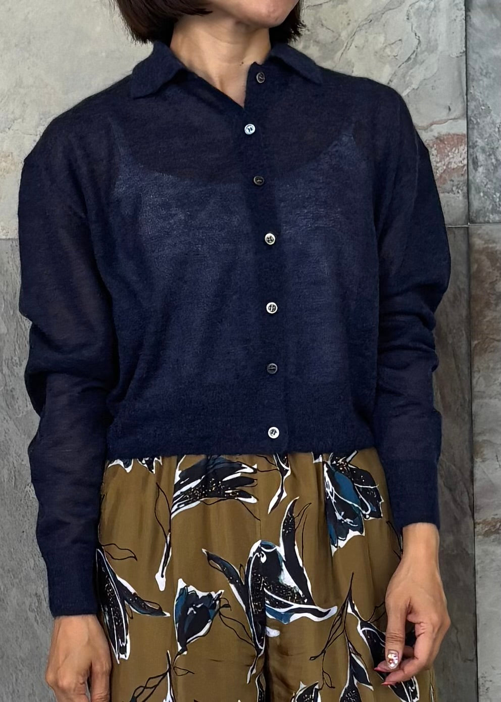 SACRA  EX.FINE MOHAIR POLO CARDIGAN