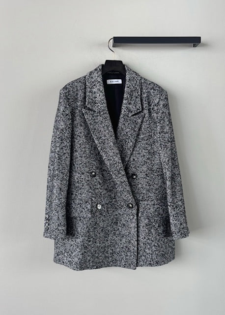 SACRA / WOOL SILK HERRINGBONE SHORT COAT