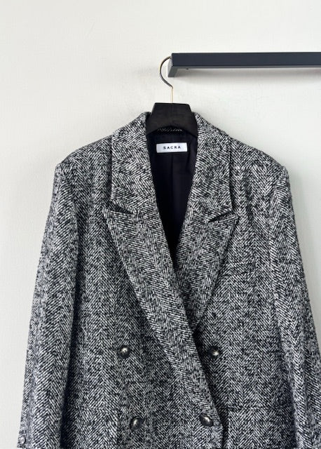 SACRA / WOOL SILK HERRINGBONE SHORT COAT