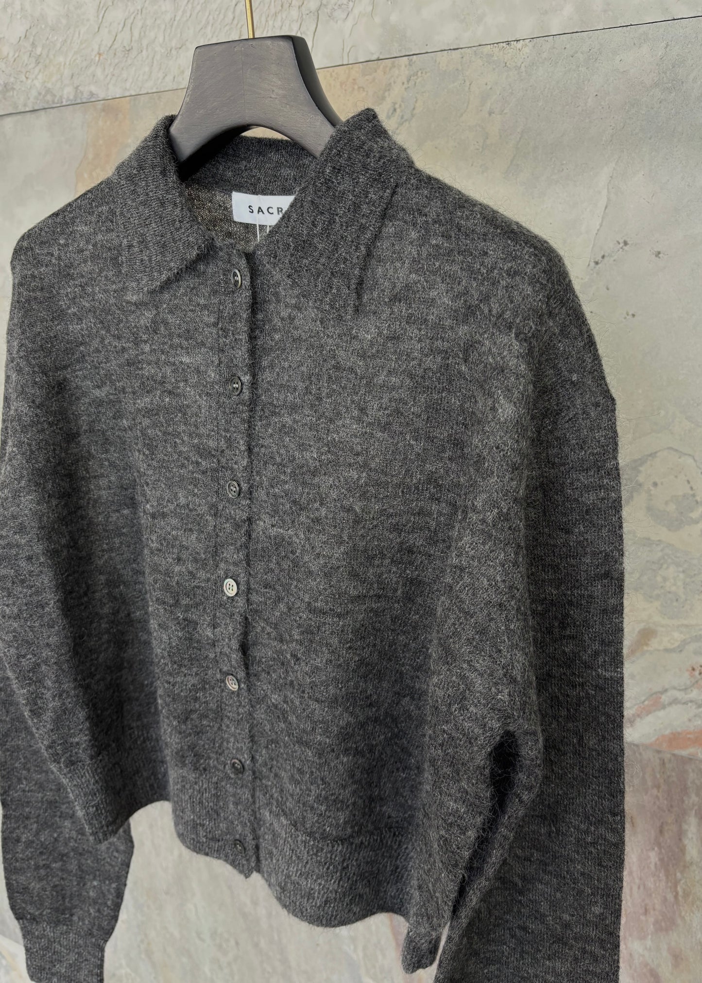 SACRA  EX.FINE MOHAIR POLO CARDIGAN