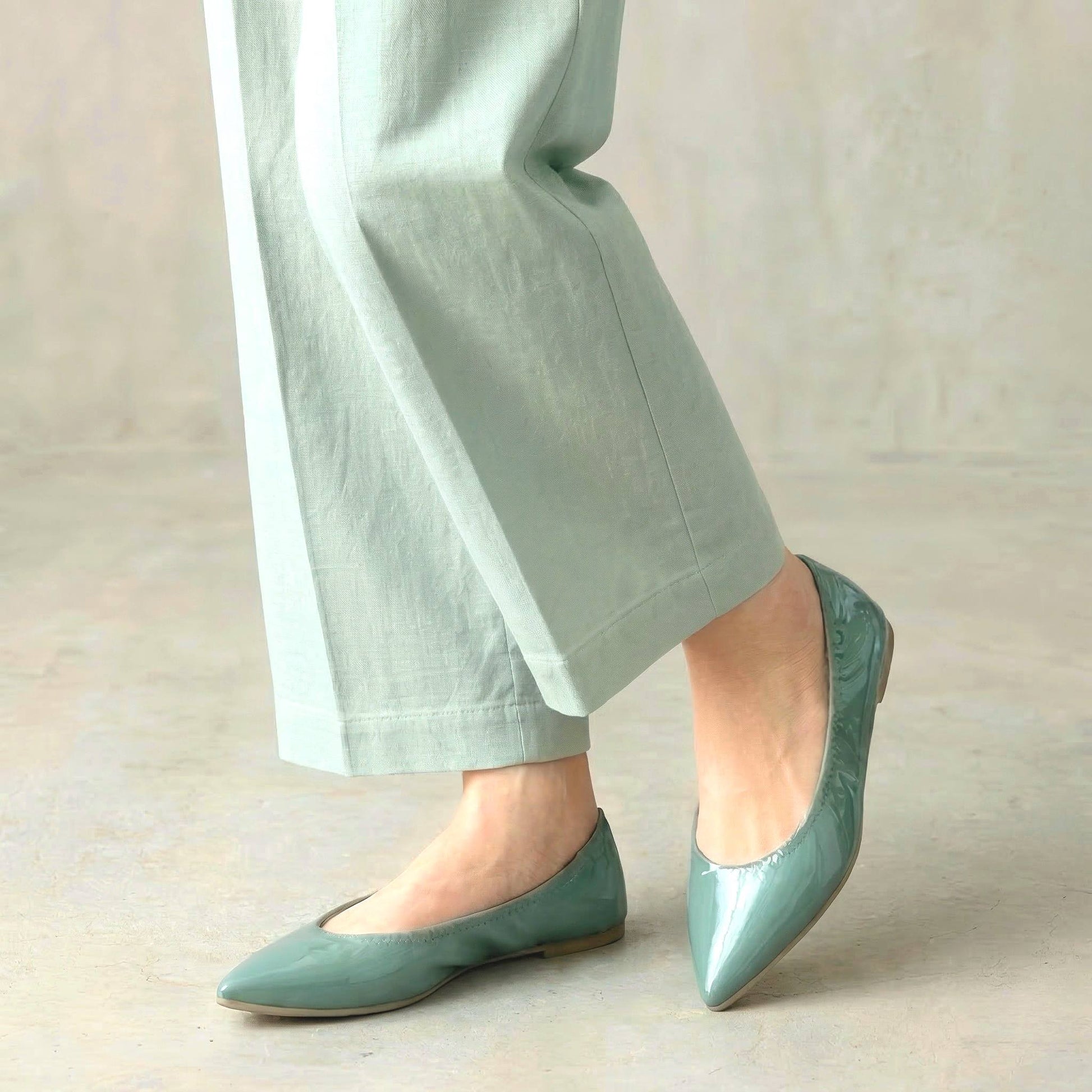 Inès -Soft enamel Mint green ソフトエナメル ミントグリーン kurun クルン kuruntokyo 入学式 卒業式 クルントウキョウ 疲れない 痛くない madeinjapan 日本製 本革 バレエシューズ フラットシューズ パンプス kurunTOKYO mdmバレエシューズwaterproof レインシューズ 小さいサイズ 大きいサイズ 26cm 21.5cm 26cm 25.5cm 25cm 22cm