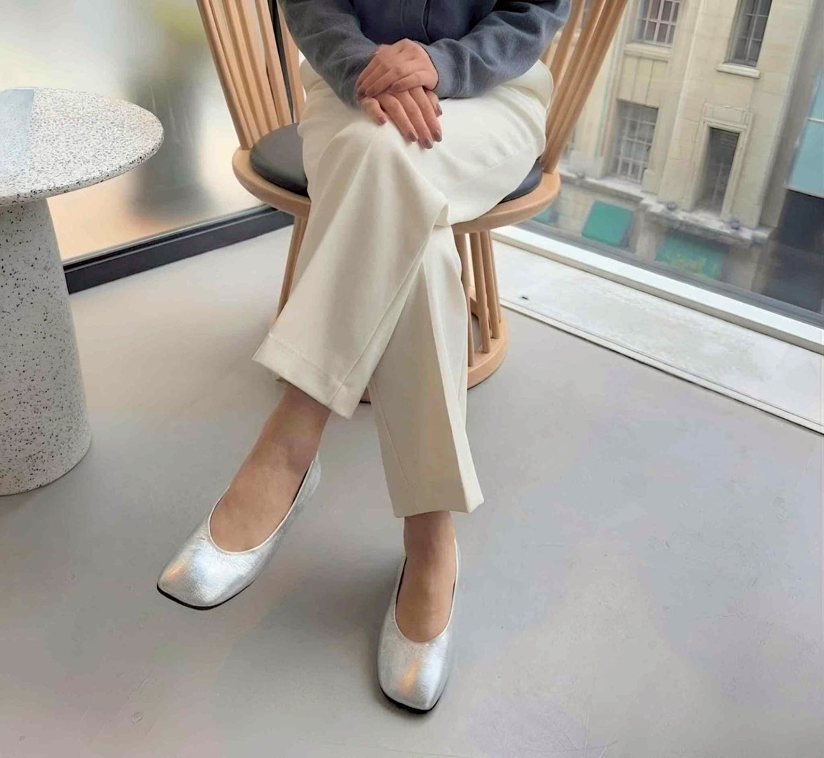 Zoe -Kip Leather Silver キップレザー シルバー kurun クルン kuruntokyo 入学式 卒業式 クルントウキョウ 疲れない 痛くない madeinjapan 日本製 本革 バレエシューズ フラットシューズ パンプス kurunTOKYO mdmバレエシューズwaterproof レインシューズ 小さいサイズ 大きいサイズ 26cm 21.5cm 26cm 25.5cm 25cm 22cm