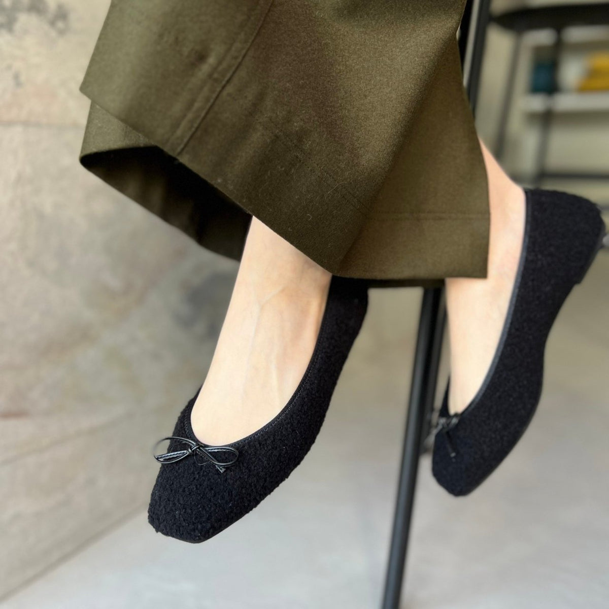 Giselle -Boa Cloth Black ボアクロス ブラック kurun クルン kuruntokyo 入学式 卒業式 クルントウキョウ 疲れない 痛くない madeinjapan 日本製 本革 バレエシューズ フラットシューズ パンプス kurunTOKYO mdmバレエシューズwaterproof レインシューズ 小さいサイズ 大きいサイズ 26cm 21.5cm 26cm 25.5cm 25cm 22cm