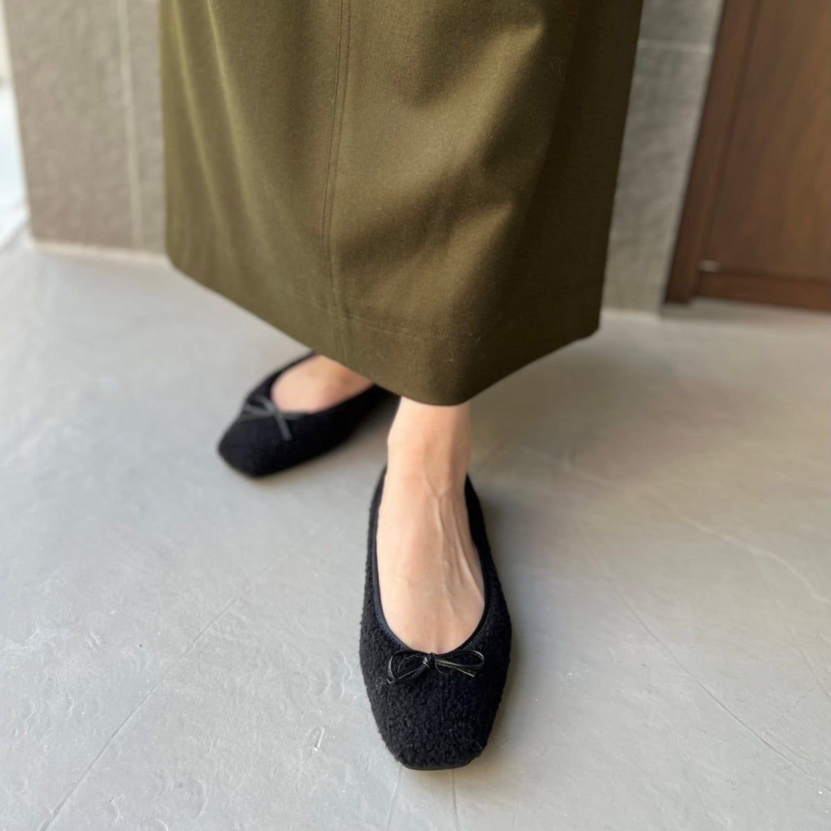 Giselle -Boa Cloth Black ボアクロス ブラック kurun クルン kuruntokyo 入学式 卒業式 クルントウキョウ 疲れない 痛くない madeinjapan 日本製 本革 バレエシューズ フラットシューズ パンプス kurunTOKYO mdmバレエシューズwaterproof レインシューズ 小さいサイズ 大きいサイズ 26cm 21.5cm 26cm 25.5cm 25cm 22cm