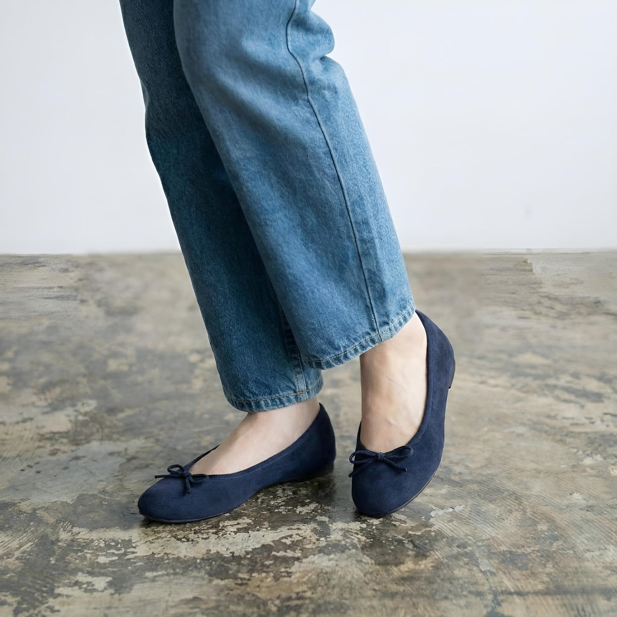 Pauline -Waterproof Suede Navy ウォータープルーフスエード ネイビー kurun クルン kuruntokyo 入学式 卒業式 クルントウキョウ 疲れない 痛くない madeinjapan 日本製 本革 バレエシューズ フラットシューズ パンプス kurunTOKYO mdmバレエシューズwaterproof レインシューズ 小さいサイズ 大きいサイズ 26cm 21.5cm 26cm 25.5cm 25cm 22cm