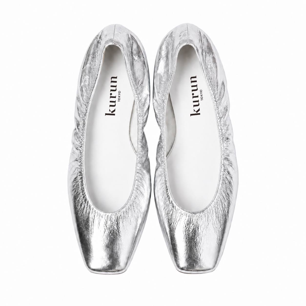 [7/8(wed)20:00～販売開始]Flavie -Soft mirror Silver ソフトミラー シルバー kurun クルン kuruntokyo 入学式 卒業式 クルントウキョウ 疲れない 痛くない madeinjapan 日本製 本革 バレエシューズ フラットシューズ パンプス kurunTOKYO mdmバレエシューズwaterproof レインシューズ 小さいサイズ 大きいサイズ 26cm 21.5cm 26cm 25.5cm 25cm 22cm