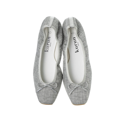[5/16(fri)20:00～発売開始]Giselle -Waterproof Foil panamacloth Silver gray ウォータープルーフ フォイルパナマクロス シルバーグレー kurun クルン kuruntokyo 入学式 卒業式 クルントウキョウ 疲れない 痛くない madeinjapan 日本製 本革 バレエシューズ フラットシューズ パンプス kurunTOKYO mdmバレエシューズwaterproof レインシューズ 小さいサイズ 大きいサイズ 26cm 21.5cm 26cm 25.5cm 25cm 22cm