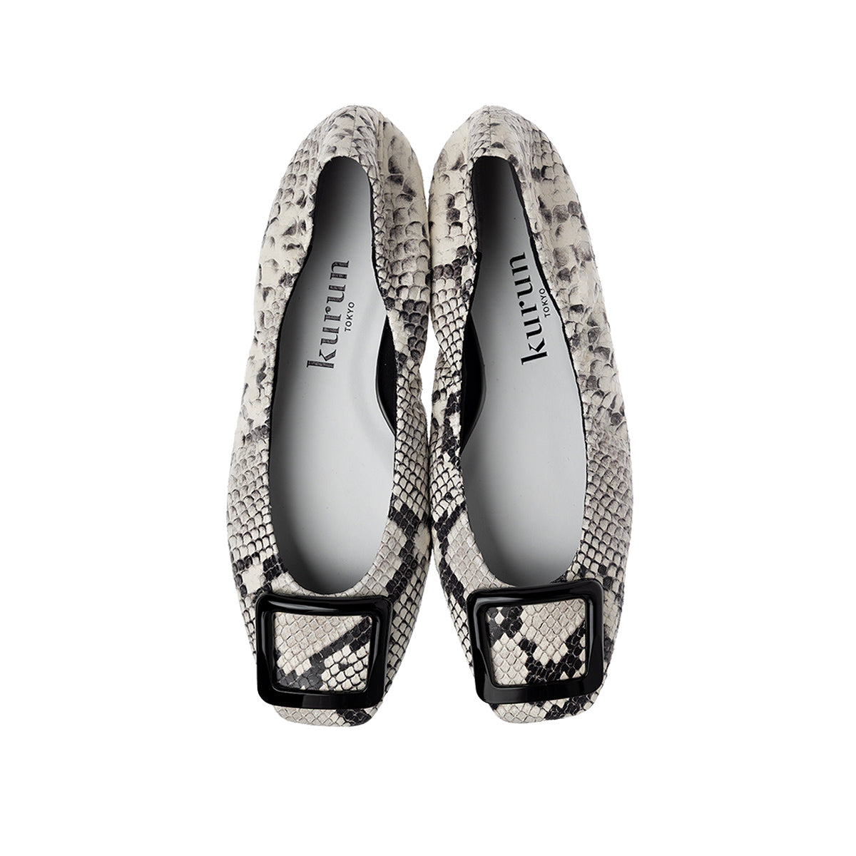 Flavie -Pythonprint Buckle Gray パイソンプリント バックルグレー kurun クルン kuruntokyo 入学式 卒業式 クルントウキョウ 疲れない 痛くない madeinjapan 日本製 本革 バレエシューズ フラットシューズ パンプス kurunTOKYO mdmバレエシューズwaterproof レインシューズ 小さいサイズ 大きいサイズ 26cm 21.5cm 26cm 25.5cm 25cm 22cm