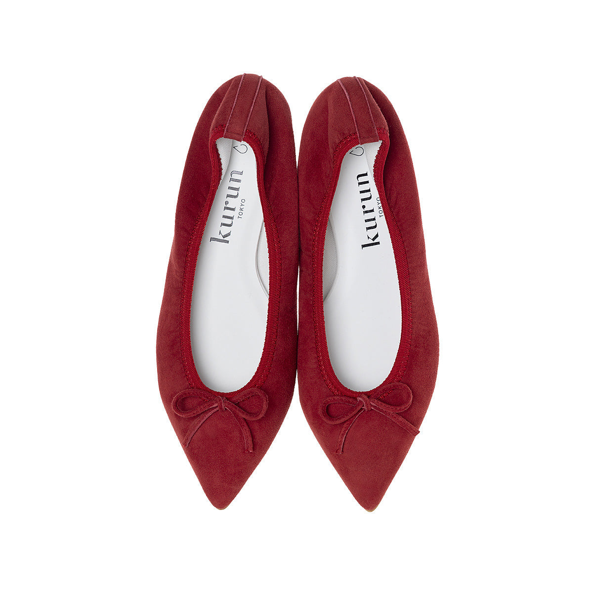 Mathilde -Waterproof Suede Red　ウォータープルーフ スエード レッド kurun クルン kuruntokyo 入学式 卒業式 クルントウキョウ 疲れない 痛くない madeinjapan 日本製 本革 バレエシューズ フラットシューズ  パンプス kurunTOKYO mdmバレエシューズwaterproof レインシューズ 小さいサイズ 大きいサイズ 26cm 21.5cm 26cm 25.5cm 25cm 22cm