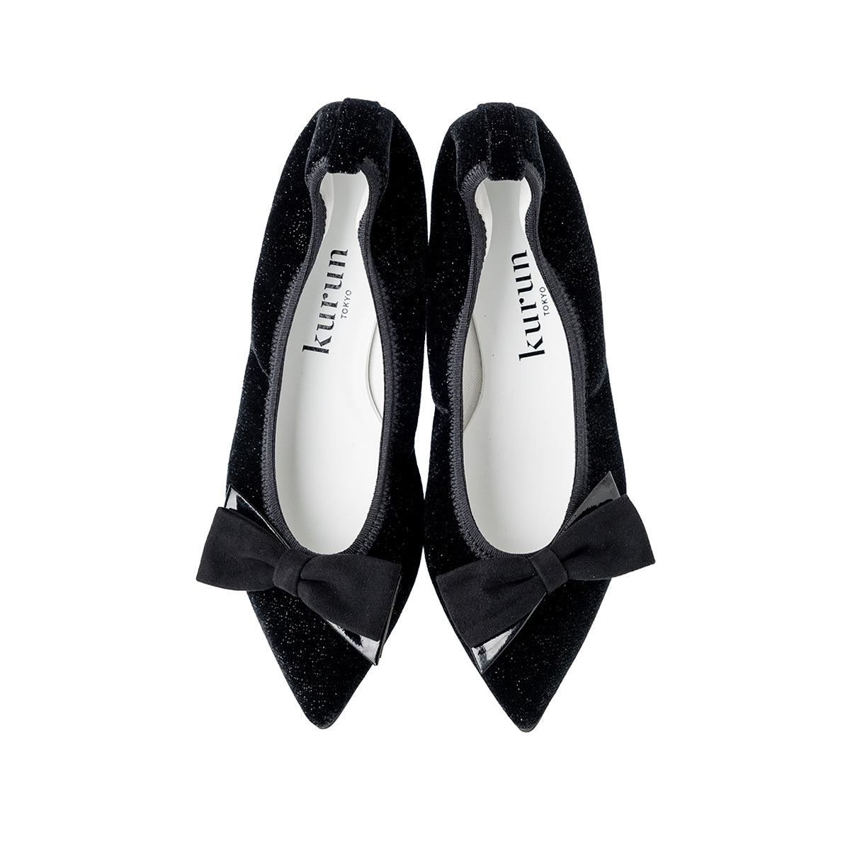 Mathilde -Lame velour cloth Black ラメベロアクロス ブラック kurun クルン kuruntokyo 入学式 卒業式 クルントウキョウ 疲れない 痛くない madeinjapan 日本製 本革 バレエシューズ フラットシューズ パンプス kurunTOKYO mdmバレエシューズwaterproof レインシューズ 小さいサイズ 大きいサイズ 26cm 21.5cm 26cm 25.5cm 25cm 22cm