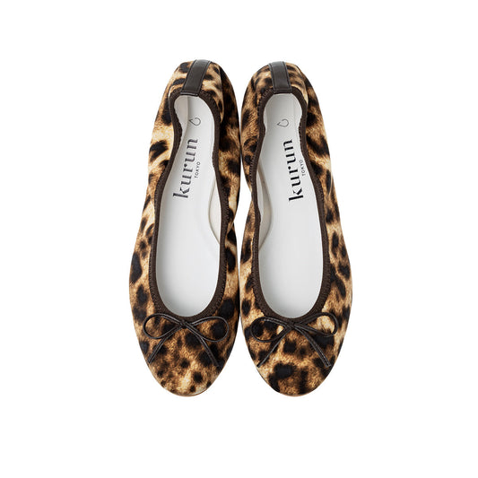 [7/23(wed)20:00～発売開始]Pauline -Waterproof satin leopardprint Brown ウォータープルーフ サテンレオパードプリント ブラウン kurun クルン kuruntokyo 入学式 卒業式 クルントウキョウ 疲れない 痛くない madeinjapan 日本製 本革 バレエシューズ フラットシューズ パンプス kurunTOKYO mdmバレエシューズwaterproof レインシューズ 小さいサイズ 大きいサイズ 26cm 21.5cm 26cm 25.5cm 25cm 22cm