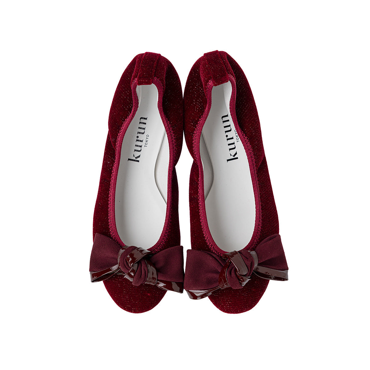 Pauline -Lame velour cloth Bordeaux ラメベロアクロス ボルドー kurun クルン kuruntokyo 入学式 卒業式 クルントウキョウ 疲れない 痛くない madeinjapan 日本製 本革 バレエシューズ フラットシューズ パンプス kurunTOKYO mdmバレエシューズwaterproof レインシューズ 小さいサイズ 大きいサイズ 26cm 21.5cm 26cm 25.5cm 25cm 22cm