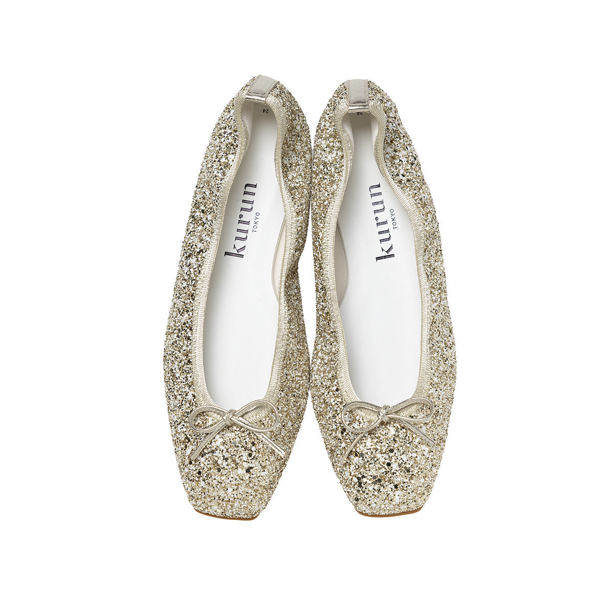 Giselle -MixGlitter Champagne×White　ミックスグリッター シャンパン×ホワイト kurun クルン kuruntokyo 入学式 卒業式 クルントウキョウ 疲れない 痛くない madeinjapan 日本製 本革 バレエシューズ フラットシューズ  パンプス kurunTOKYO mdmバレエシューズwaterproof レインシューズ 小さいサイズ 大きいサイズ 26cm 21.5cm 26cm 25.5cm 25cm 22cm