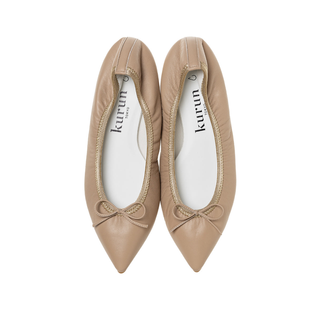 Mathilde -Waterproof Smooth Beige　ウォータープルーフスムース ベージュ kurun クルン kuruntokyo 入学式 卒業式 クルントウキョウ 疲れない 痛くない madeinjapan 日本製 本革 バレエシューズ フラットシューズ  パンプス kurunTOKYO mdmバレエシューズwaterproof レインシューズ 小さいサイズ 大きいサイズ 26cm 21.5cm 26cm 25.5cm 25cm 22cm