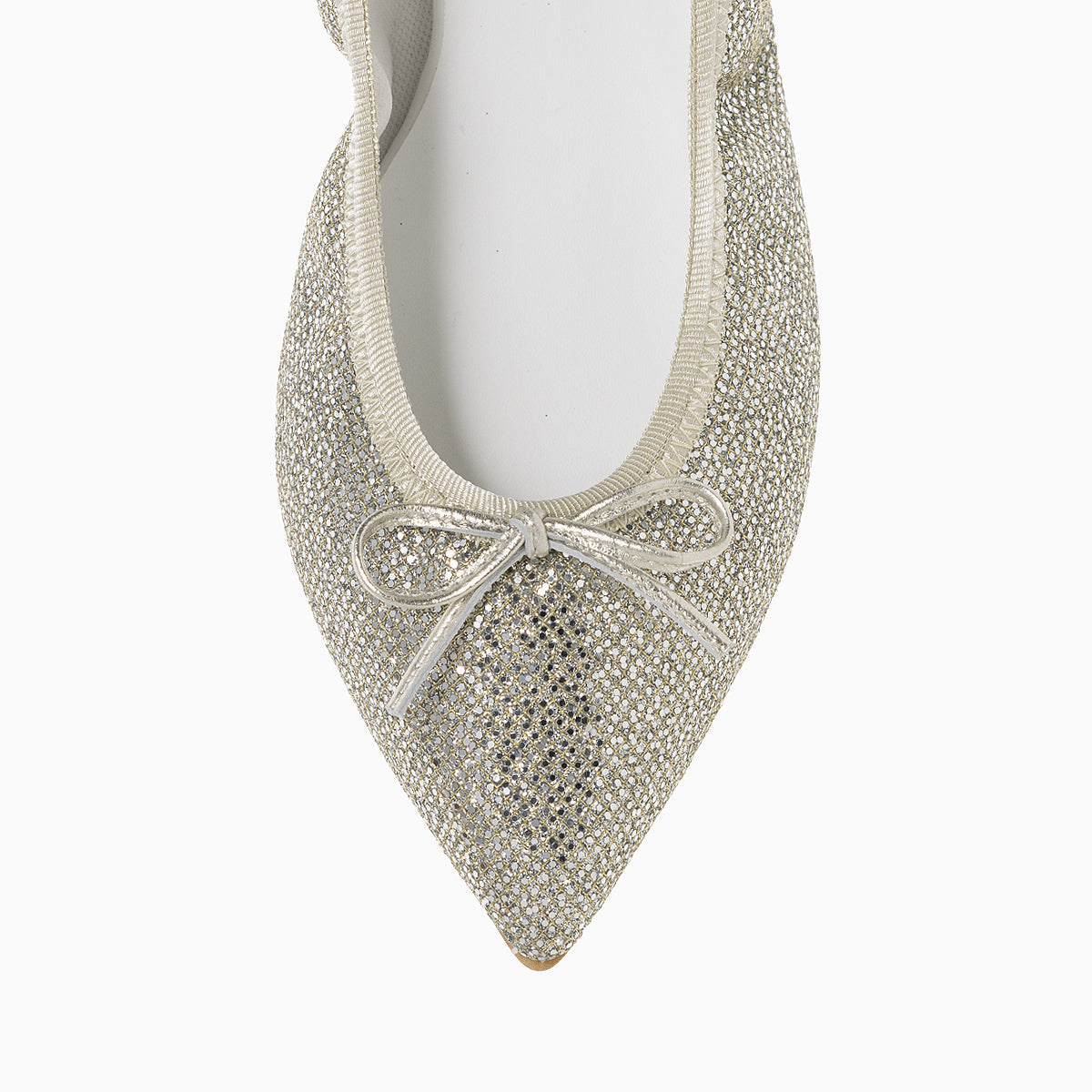 Mathilde -Lace glitter Champagne gold　レースグリッター シャンパンゴールド kurun クルン kuruntokyo 入学式 卒業式 クルントウキョウ 疲れない 痛くない madeinjapan 日本製 本革 バレエシューズ フラットシューズ  パンプス kurunTOKYO mdmバレエシューズwaterproof レインシューズ 小さいサイズ 大きいサイズ 26cm 21.5cm 26cm 25.5cm 25cm 22cm