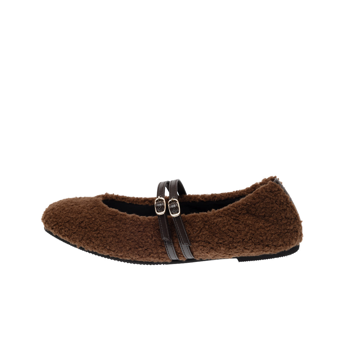 [11/28(fri) 20:00～先行発売]Flavie -Boa Cloth Double Strap Brown　ボアクロス ダブルストラップ ブラウン