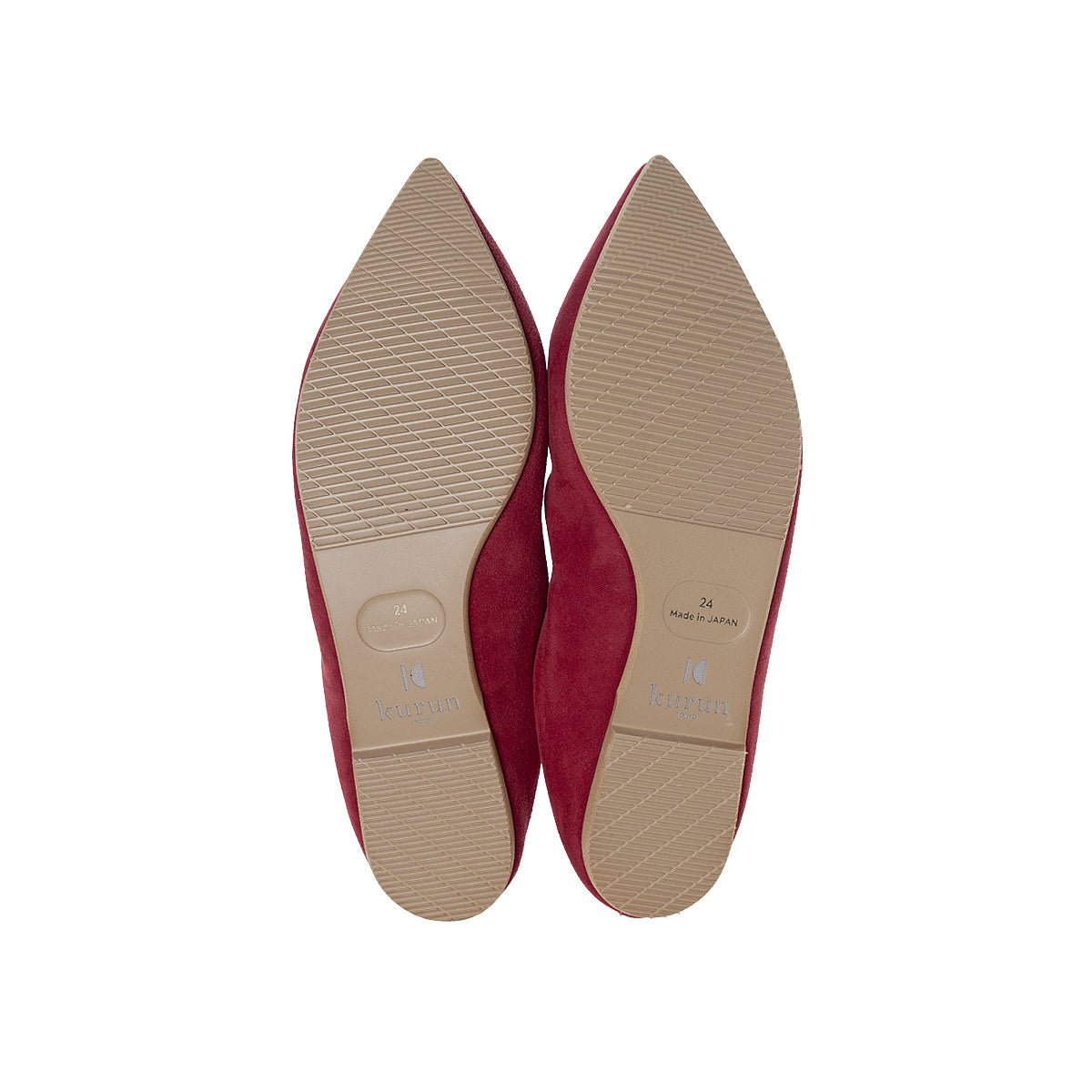 Mathilde -Waterproof Suede Red　ウォータープルーフ スエード レッド kurun クルン kuruntokyo 入学式 卒業式 クルントウキョウ 疲れない 痛くない madeinjapan 日本製 本革 バレエシューズ フラットシューズ  パンプス kurunTOKYO mdmバレエシューズwaterproof レインシューズ 小さいサイズ 大きいサイズ 26cm 21.5cm 26cm 25.5cm 25cm 22cm