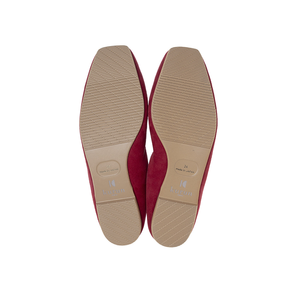 Giselle -Waterproof Suede Red　ウォータープルーフ スエード レッド kurun クルン kuruntokyo 入学式 卒業式 クルントウキョウ 疲れない 痛くない madeinjapan 日本製 本革 バレエシューズ フラットシューズ  パンプス kurunTOKYO mdmバレエシューズwaterproof レインシューズ 小さいサイズ 大きいサイズ 26cm 21.5cm 26cm 25.5cm 25cm 22cm