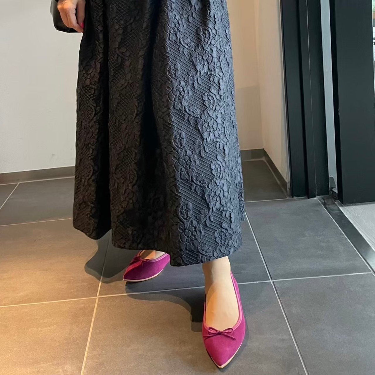 Mathilde -Waterproof Suede berrypink ウォータープルーフ スエード ベリーピンク kurun クルン kuruntokyo 入学式 卒業式 クルントウキョウ 疲れない 痛くない madeinjapan 日本製 本革 バレエシューズ フラットシューズ パンプス kurunTOKYO mdmバレエシューズwaterproof レインシューズ 小さいサイズ 大きいサイズ 26cm 21.5cm 26cm 25.5cm 25cm 22cm