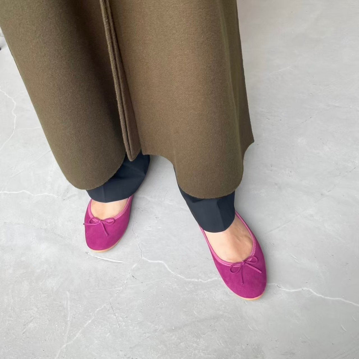 Pauline -Waterproof Suede berrypink ウォータープルーフ スエード ベリーピンク kurun クルン kuruntokyo 入学式 卒業式 クルントウキョウ 疲れない 痛くない madeinjapan 日本製 本革 バレエシューズ フラットシューズ パンプス kurunTOKYO mdmバレエシューズwaterproof レインシューズ 小さいサイズ 大きいサイズ 26cm 21.5cm 26cm 25.5cm 25cm 22cm