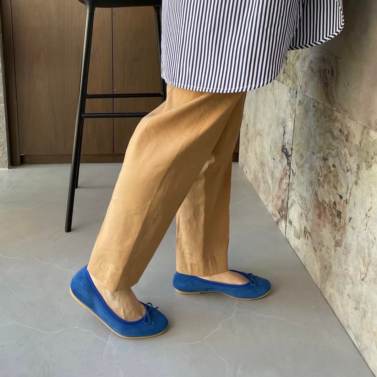 Pauline -Waterproof Suede Blue ウォータープルーフスエード ブルー kurun クルン kuruntokyo 入学式 卒業式 クルントウキョウ 疲れない 痛くない madeinjapan 日本製 本革 バレエシューズ フラットシューズ パンプス kurunTOKYO mdmバレエシューズwaterproof レインシューズ 小さいサイズ 大きいサイズ 26cm 21.5cm 26cm 25.5cm 25cm 22cm