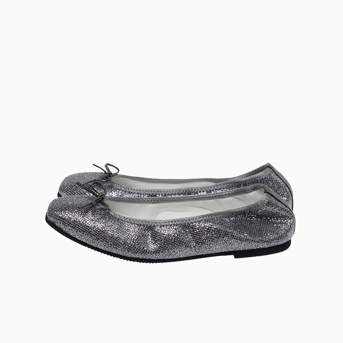 Giselle -Lace glitter Dark gray　レースグリッター ダークグレー kurun クルン kuruntokyo 入学式 卒業式 クルントウキョウ 疲れない 痛くない madeinjapan 日本製 本革 バレエシューズ フラットシューズ  パンプス kurunTOKYO mdmバレエシューズwaterproof レインシューズ 小さいサイズ 大きいサイズ 26cm 21.5cm 26cm 25.5cm 25cm 22cm
