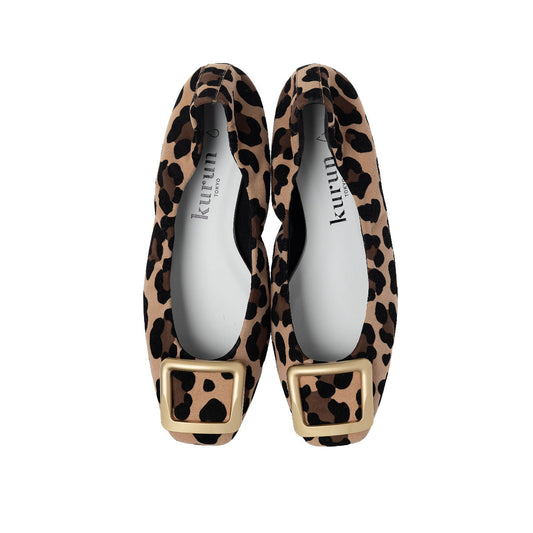 Flavie -Waterproof kid leopard Buckle beige ウォータープルーフ レオパードプリント バックルベージュ kurun クルン kuruntokyo 入学式 卒業式 クルントウキョウ 疲れない 痛くない madeinjapan 日本製 本革 バレエシューズ フラットシューズ パンプス kurunTOKYO mdmバレエシューズwaterproof レインシューズ 小さいサイズ 大きいサイズ 26cm 21.5cm 26cm 25.5cm 25cm 22cm