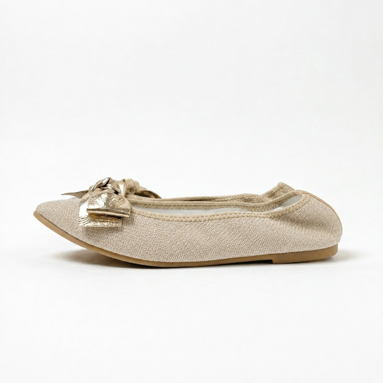Mathilde -Waterproof Linen lame cloth Big Ribbon Gold ウォータープルーフ リネンラメクロス Bigリボンゴールド kurun クルン kuruntokyo 入学式 卒業式 クルントウキョウ 疲れない 痛くない madeinjapan 日本製 本革 バレエシューズ フラットシューズ パンプス kurunTOKYO mdmバレエシューズwaterproof レインシューズ 小さいサイズ 大きいサイズ 26cm 21.5cm 26cm 25.5cm 25cm 22cm