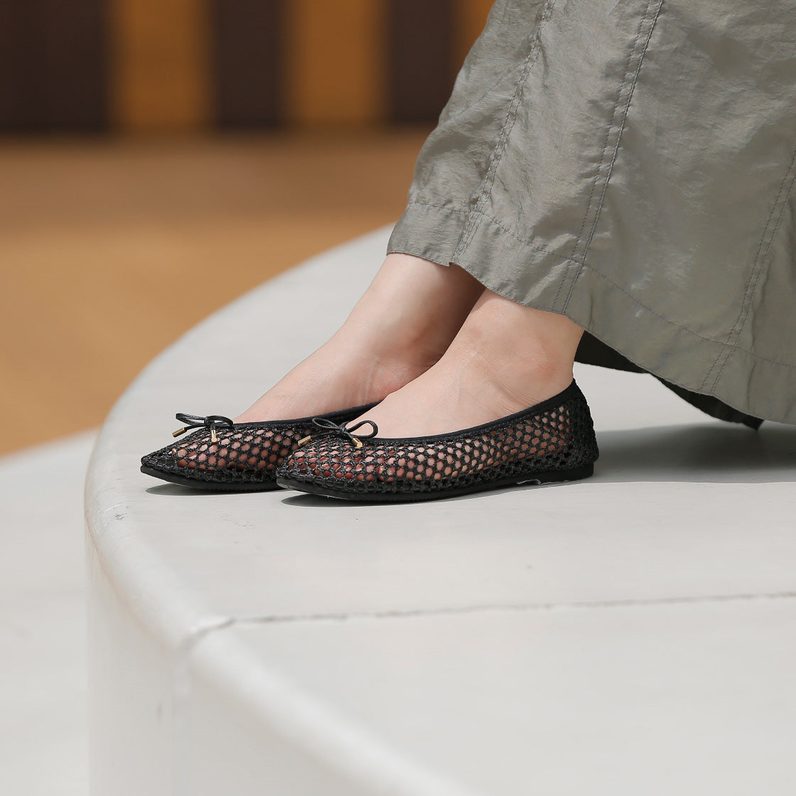 [7/8(wed)20:00～販売開始]Pauline -Mesh cloth Black メッシュクロス ブラック kurun クルン kuruntokyo 入学式 卒業式 クルントウキョウ 疲れない 痛くない madeinjapan 日本製 本革 バレエシューズ フラットシューズ パンプス kurunTOKYO mdmバレエシューズwaterproof レインシューズ 小さいサイズ 大きいサイズ 26cm 21.5cm 26cm 25.5cm 25cm 22cm