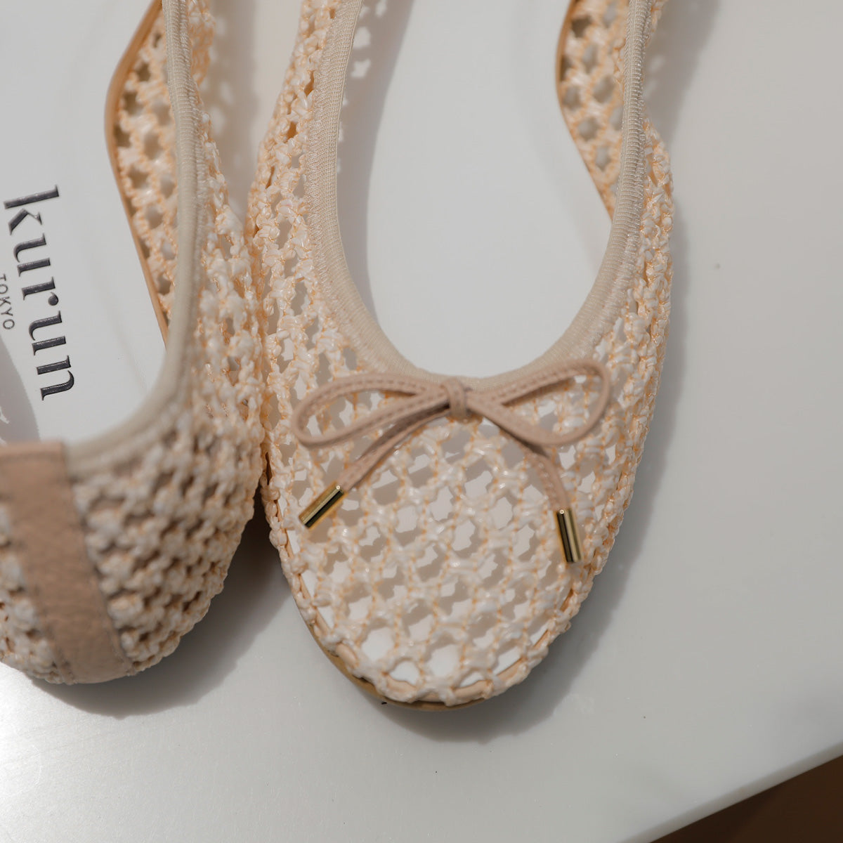 [7/8(wed)20:00～販売開始]Pauline -Mesh cloth Pink beige メッシュクロス ピンクベージュ kurun クルン kuruntokyo 入学式 卒業式 クルントウキョウ 疲れない 痛くない madeinjapan 日本製 本革 バレエシューズ フラットシューズ パンプス kurunTOKYO mdmバレエシューズwaterproof レインシューズ 小さいサイズ 大きいサイズ 26cm 21.5cm 26cm 25.5cm 25cm 22cm