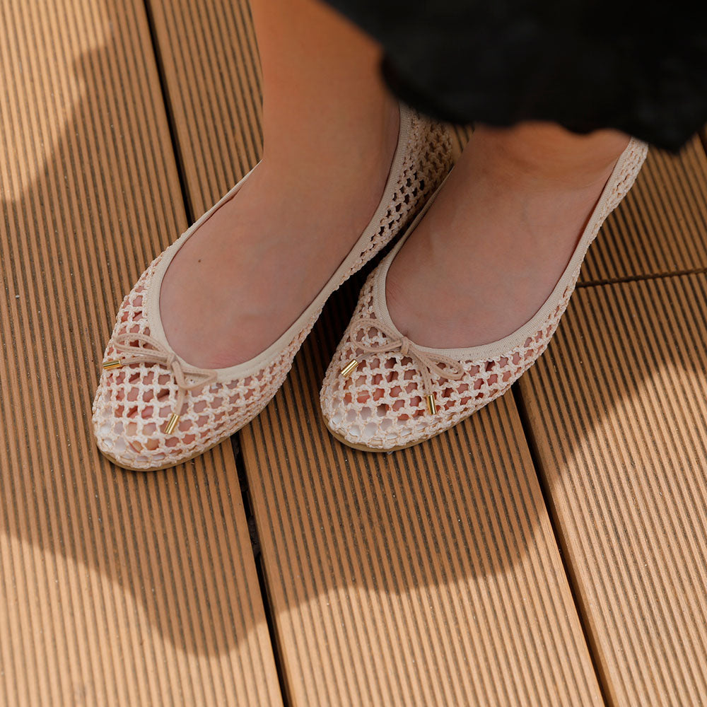 [7/8(wed)20:00～販売開始]Pauline -Mesh cloth Pink beige メッシュクロス ピンクベージュ kurun クルン kuruntokyo 入学式 卒業式 クルントウキョウ 疲れない 痛くない madeinjapan 日本製 本革 バレエシューズ フラットシューズ パンプス kurunTOKYO mdmバレエシューズwaterproof レインシューズ 小さいサイズ 大きいサイズ 26cm 21.5cm 26cm 25.5cm 25cm 22cm