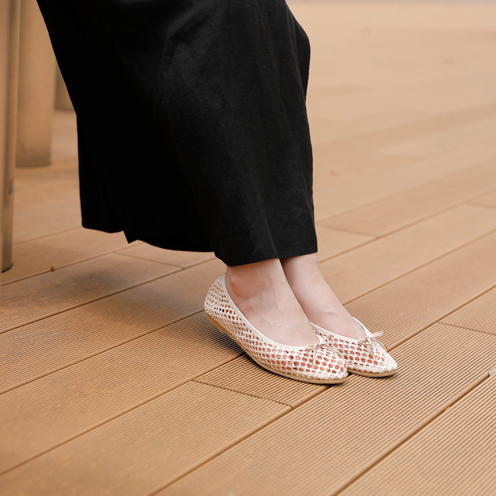 [7/8(wed)20:00～販売開始]Pauline -Mesh cloth Pink beige メッシュクロス ピンクベージュ kurun クルン kuruntokyo 入学式 卒業式 クルントウキョウ 疲れない 痛くない madeinjapan 日本製 本革 バレエシューズ フラットシューズ パンプス kurunTOKYO mdmバレエシューズwaterproof レインシューズ 小さいサイズ 大きいサイズ 26cm 21.5cm 26cm 25.5cm 25cm 22cm