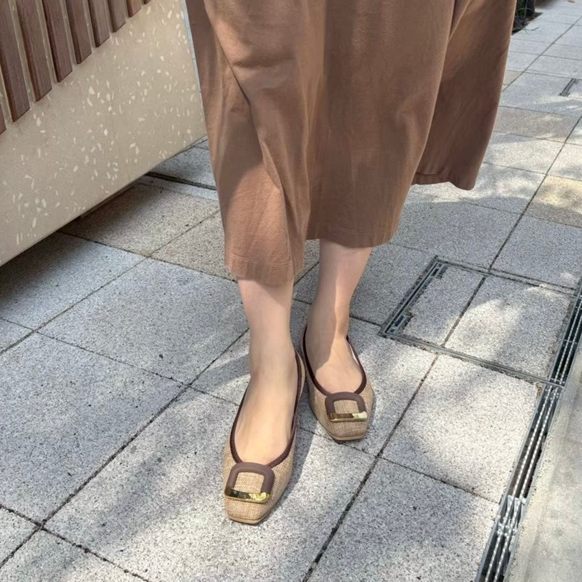 [6/17(wed)20:00～販売開始]Giselle -Waterproof Panama cloth Buckle Camel ウォータープルーフパナマクロス バックル キャメル kurun クルン kuruntokyo 入学式 卒業式 クルントウキョウ 疲れない 痛くない madeinjapan 日本製 本革 バレエシューズ フラットシューズ パンプス kurunTOKYO mdmバレエシューズwaterproof レインシューズ 小さいサイズ 大きいサイズ 26cm 21.5cm 26cm 25.5cm 25cm 22cm