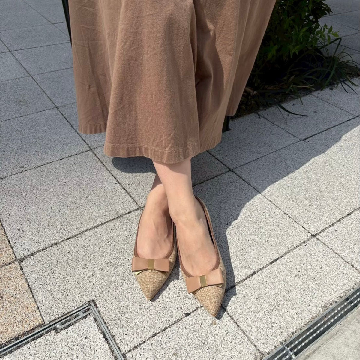 [6/17(wed)20:00～販売開始]Mathilde -Waterproof Panama cloth Ribbon Camel ウォータープルーフパナマクロス リボンキャメル kurun クルン kuruntokyo 入学式 卒業式 クルントウキョウ 疲れない 痛くない madeinjapan 日本製 本革 バレエシューズ フラットシューズ パンプス kurunTOKYO mdmバレエシューズwaterproof レインシューズ 小さいサイズ 大きいサイズ 26cm 21.5cm 26cm 25.5cm 25cm 22cm