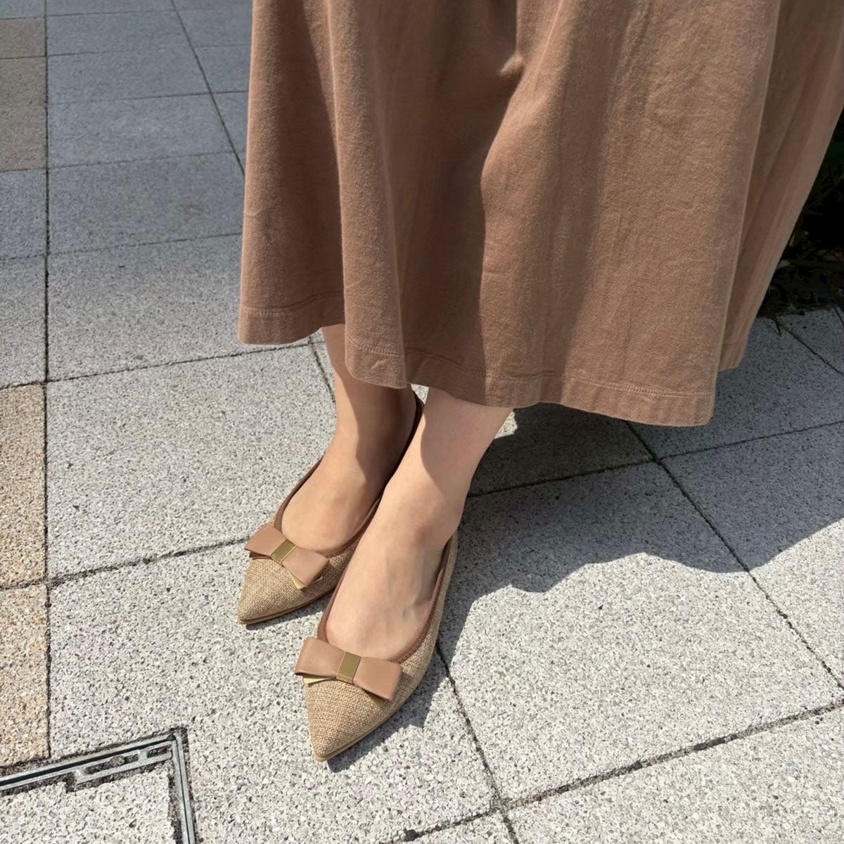 [6/17(wed)20:00～販売開始]Mathilde -Waterproof Panama cloth Ribbon Camel ウォータープルーフパナマクロス リボンキャメル kurun クルン kuruntokyo 入学式 卒業式 クルントウキョウ 疲れない 痛くない madeinjapan 日本製 本革 バレエシューズ フラットシューズ パンプス kurunTOKYO mdmバレエシューズwaterproof レインシューズ 小さいサイズ 大きいサイズ 26cm 21.5cm 26cm 25.5cm 25cm 22cm