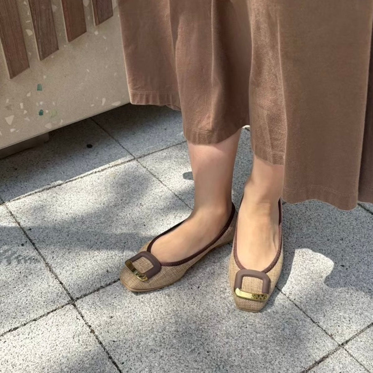 [6/17(wed)20:00～販売開始]Giselle -Waterproof Panama cloth Buckle Camel ウォータープルーフパナマクロス バックル キャメル kurun クルン kuruntokyo 入学式 卒業式 クルントウキョウ 疲れない 痛くない madeinjapan 日本製 本革 バレエシューズ フラットシューズ パンプス kurunTOKYO mdmバレエシューズwaterproof レインシューズ 小さいサイズ 大きいサイズ 26cm 21.5cm 26cm 25.5cm 25cm 22cm