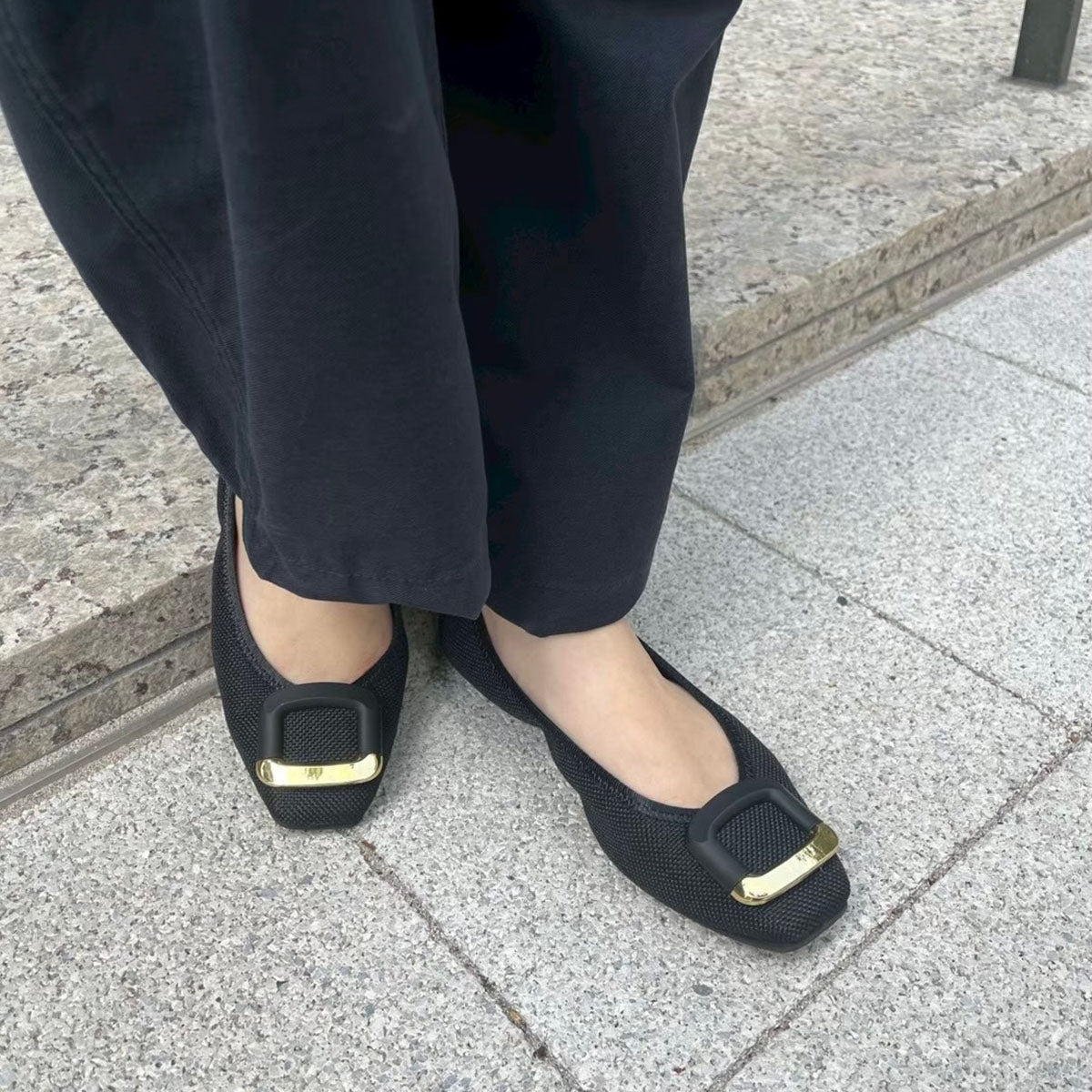 [6/17(wed)20:00～販売開始]Giselle -Waterproof Panama cloth Buckle Black ウォータープルーフパナマクロス バックル ブラック kurun クルン kuruntokyo 入学式 卒業式 クルントウキョウ 疲れない 痛くない madeinjapan 日本製 本革 バレエシューズ フラットシューズ パンプス kurunTOKYO mdmバレエシューズwaterproof レインシューズ 小さいサイズ 大きいサイズ 26cm 21.5cm 26cm 25.5cm 25cm 22cm
