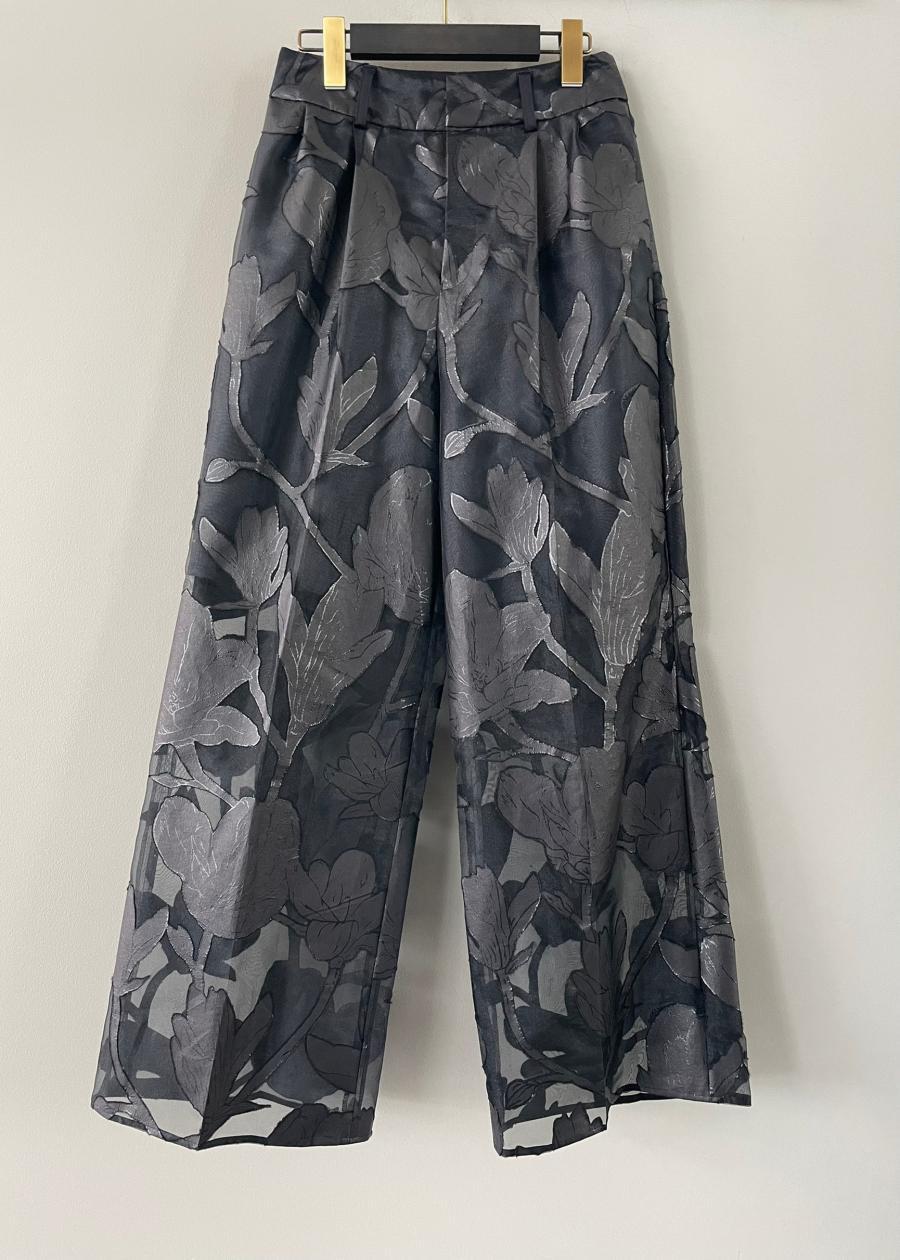 EBONY / WASHI FLOWER WIDE PANTS